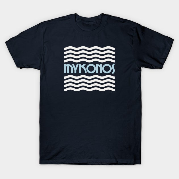 Mykonos, Greece (white blue) T-Shirt by Belcordi